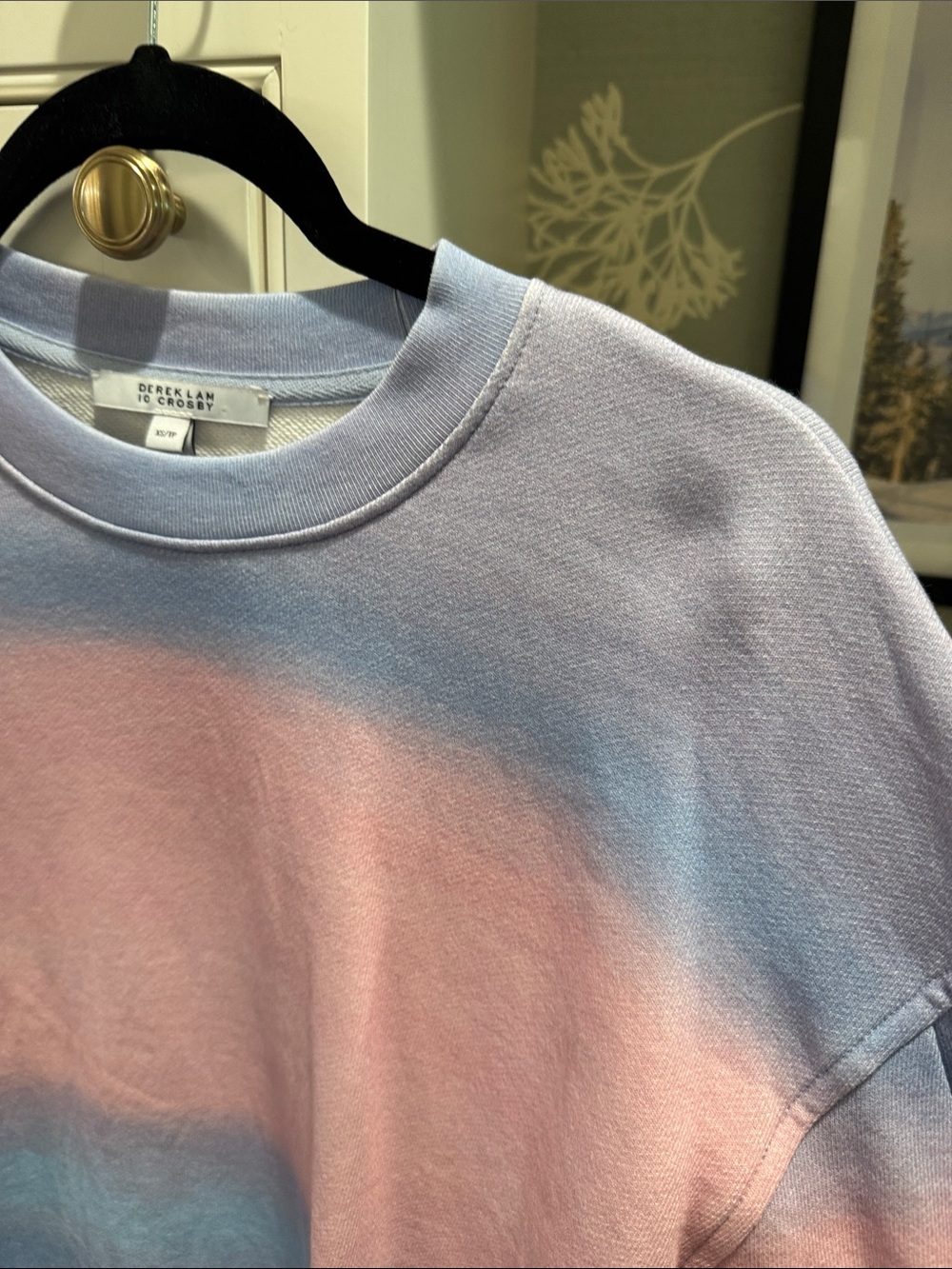 10 Crosby Derek Lam Pastel Ombre Crewneck Sweater - Pink & Blue - Picture 3 of 4